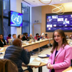 سيسيليا شيرميستر ممثلة الجامعة البهائية العالمية في جلسة الأمم المتحدة للتنسيق المجتمعي.