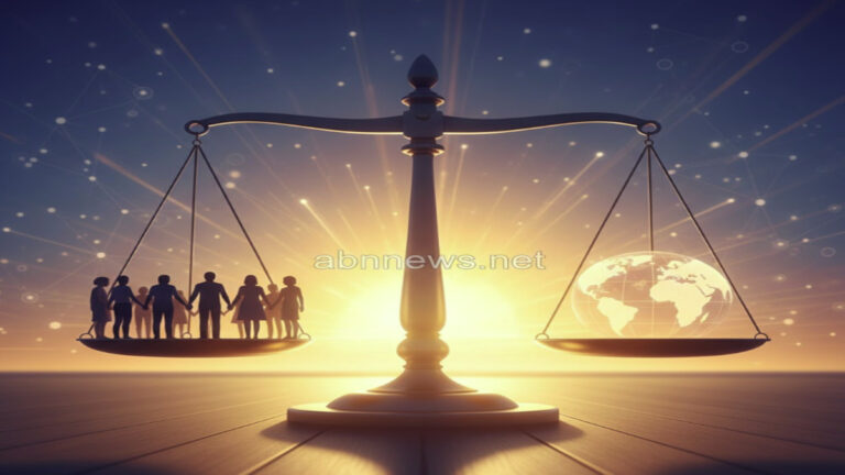 لوحة فنية تعبيرية تجسد العدالة والمساواة والكرامة الإنسانية للمرأة عالمياً.