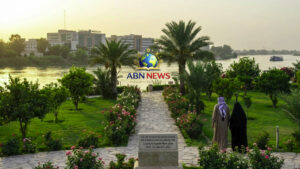 A scenic view of the Tigris River bank in Baghdad, the historical site of the Najibiyya Garden where the Festival of Ridvan began.