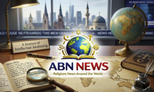 A desk with an open book, a magnifying glass, and a globe, symbolizing the intellectual journey of inherited faith vs seeking truth in religion news.