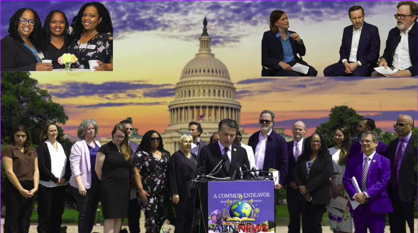 The Bahai delegation and Members of Congress gathered on Capitol Hill presenting the message on Americas future for unity and spiritual renewal.