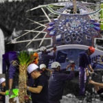 Composite image of the Shrine of 'Abdu'l-Bahá construction milestones, featuring architectural layouts and workers - ABN NEWS