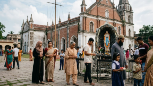 Christians, Hindus and Muslims visiting a Marian shrine in India