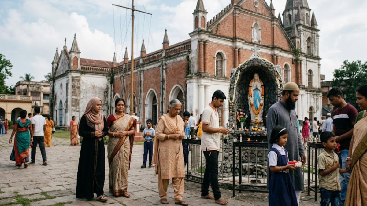 Christians, Hindus and Muslims visiting a Marian shrine in India