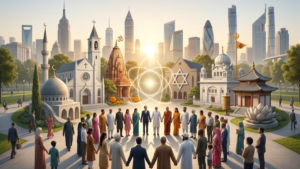 Concept of God Across Religions represented through symbols of major world religions