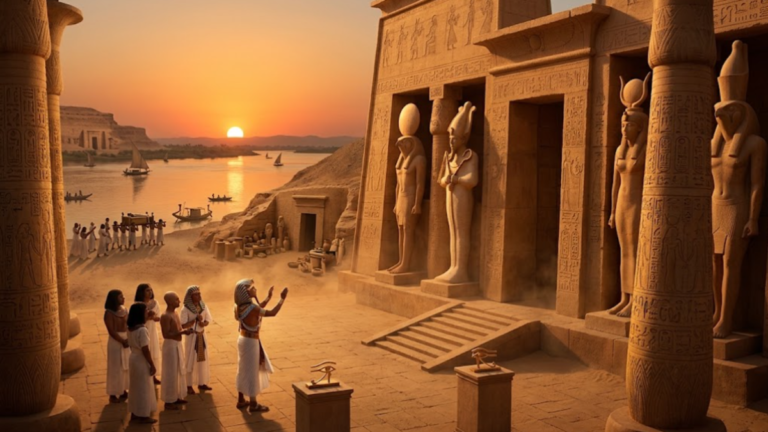 History of Ancient Egyptian Religion showing Egyptian gods, temples, and pharaohs