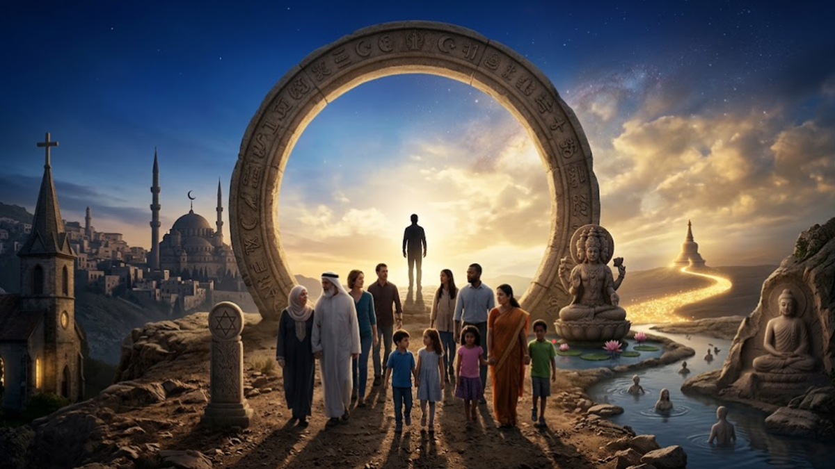 Life after death across religions, depicting Christian, Islamic, Jewish, Hindu and Buddhist beliefs