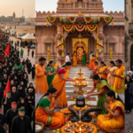 Religious Festivals Around the World showing Muslim, Hindu, and Christian worshippers participating in major religious celebrations.