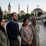 People from diverse religious backgrounds standing together, symbolizing global religious restrictions, social hostilities and freedom of belief.