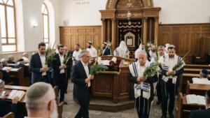 Jewish worshippers observe Hoshana Rabbah during the final day of Sukkot