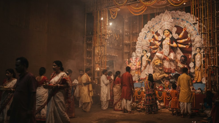 Navratri and Durga Puja 2026 celebrations with Goddess Durga idol