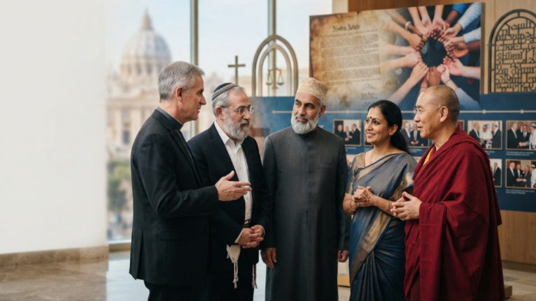 Religious leaders representing different faiths in an interfaith dialogue