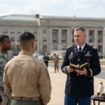 Pentagon Office of Religious Affairs and U.S. military chaplain outside the Pentagon